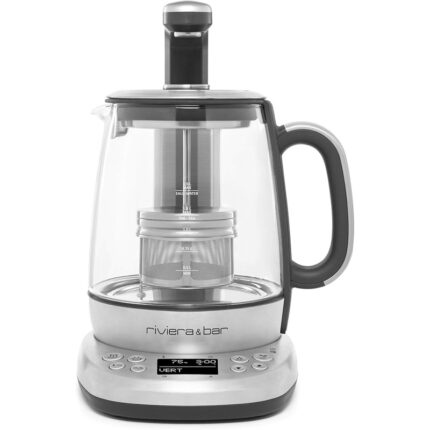 Riviera-et-Bar BTA850 1,5L 2000W Mode Silencieux Bouilloire-Théière Verre Trempé Inox